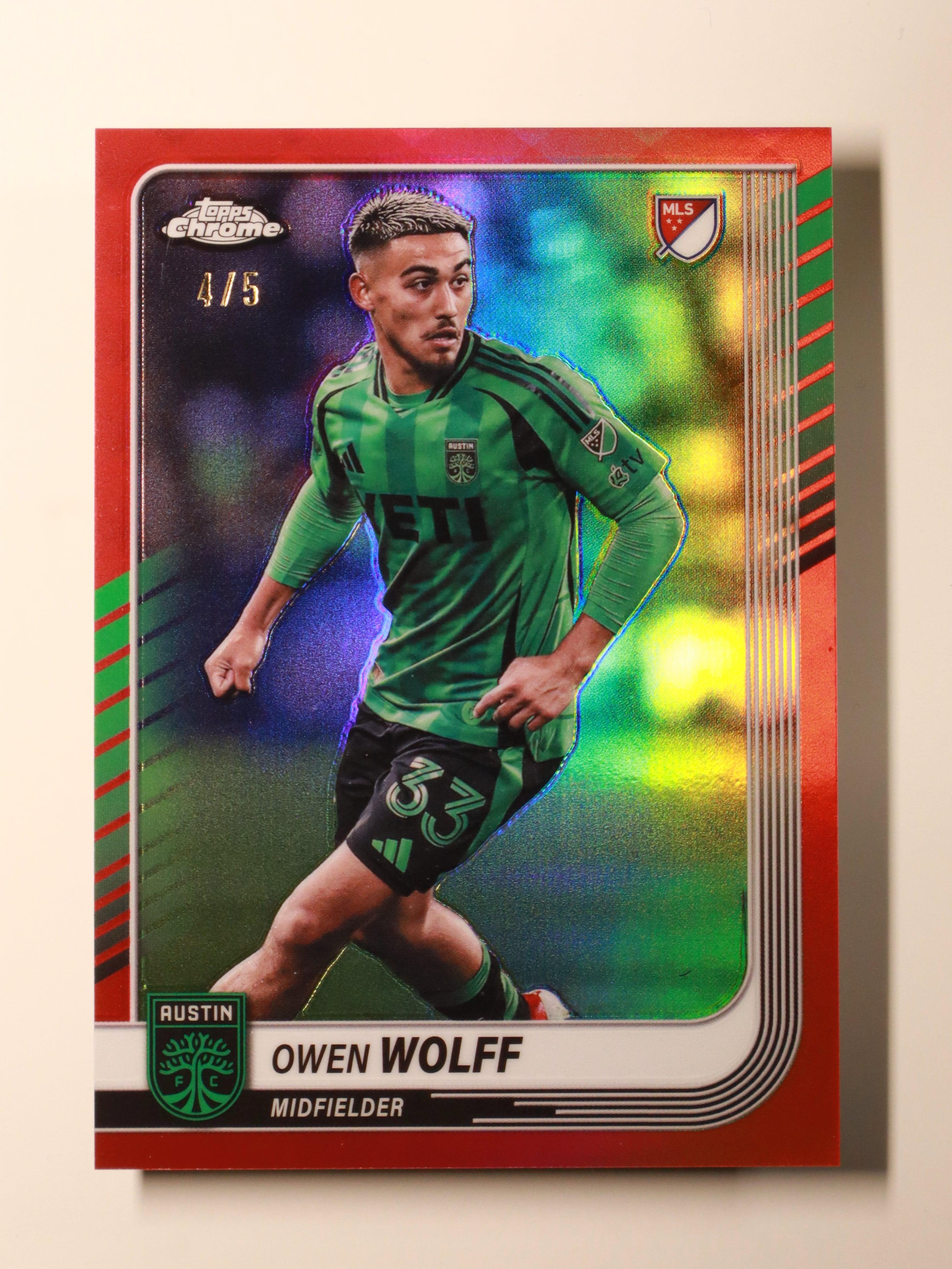 Owen Wolff - 2025 Topps Chrome MLS – Red /5 - Front