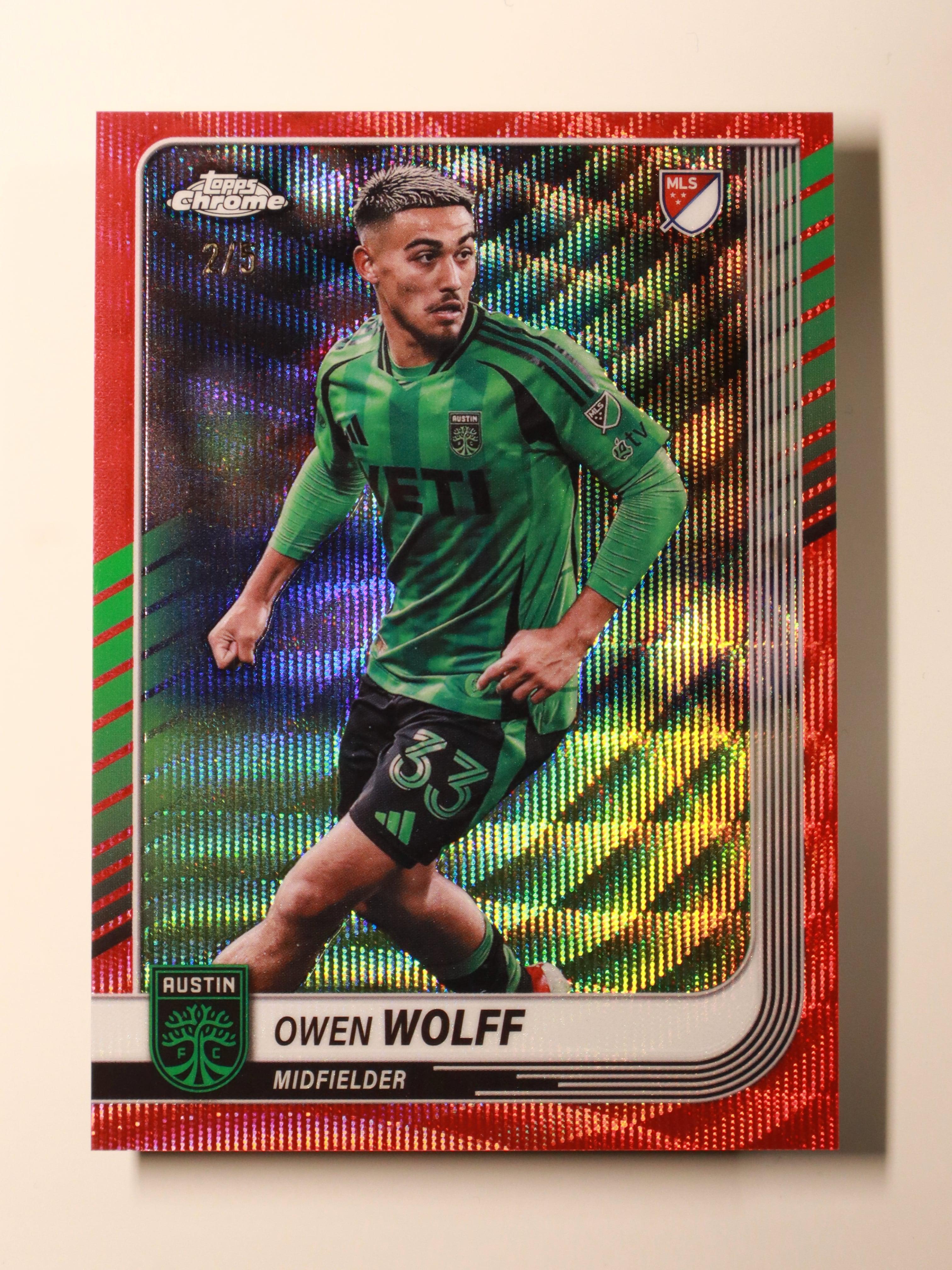 Owen Wolff - 2025 Topps Chrome MLS – Red Wave /5 - Front