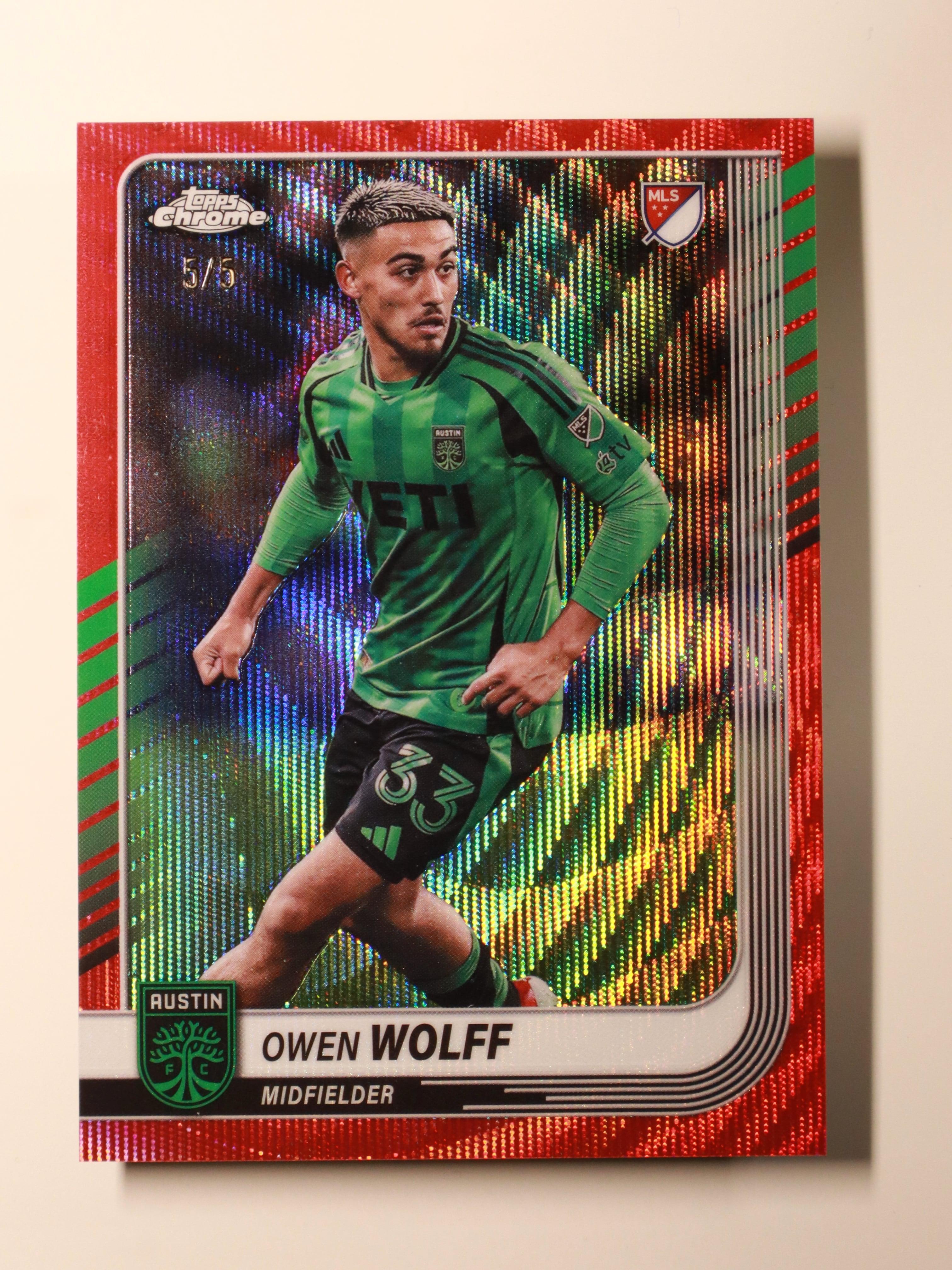 Owen Wolff - 2025 Topps Chrome MLS – Red Wave /5 - Duplicate 1