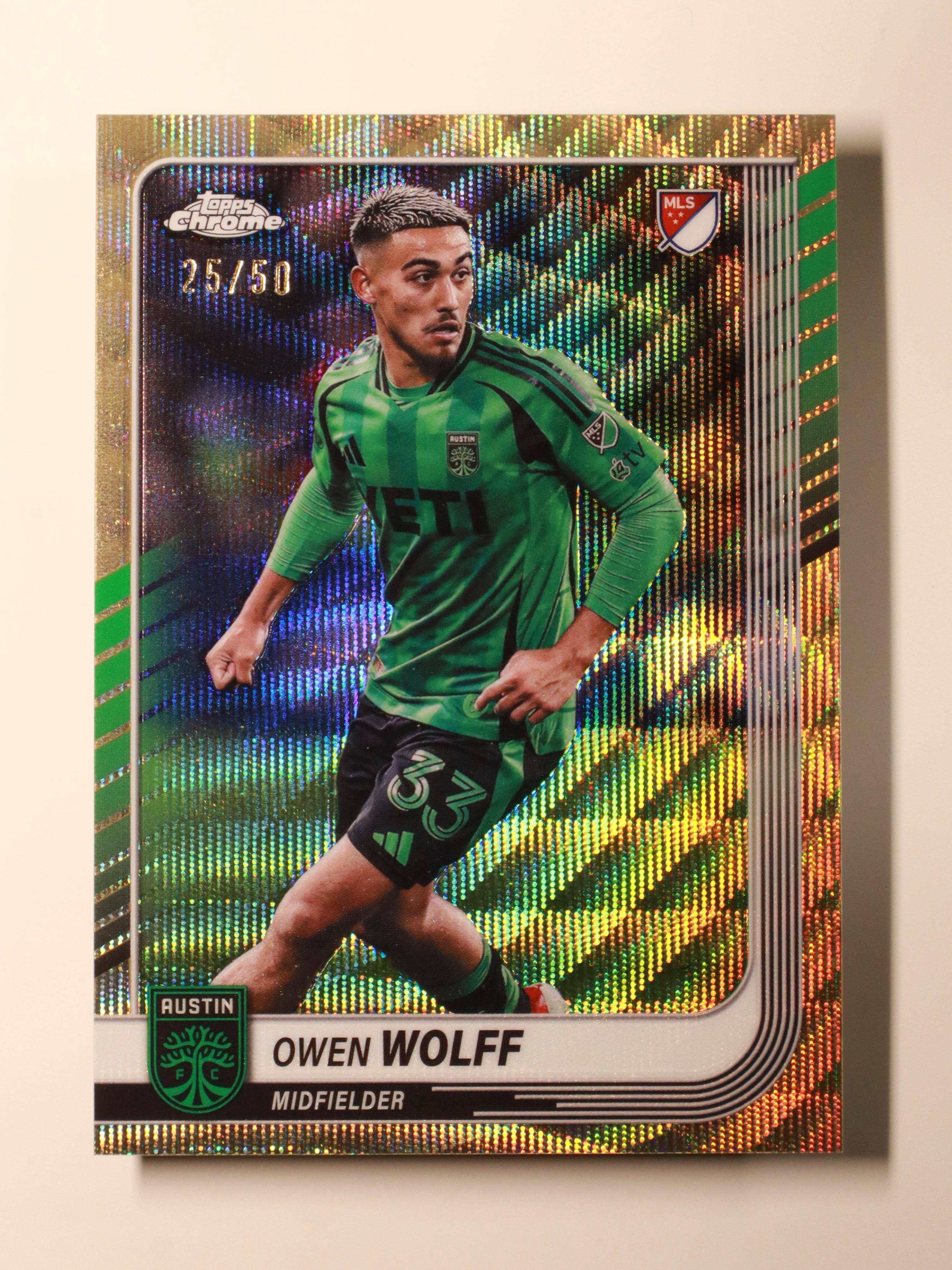 Owen Wolff - 2025 Topps Chrome MLS – Gold Wave /50 - Front