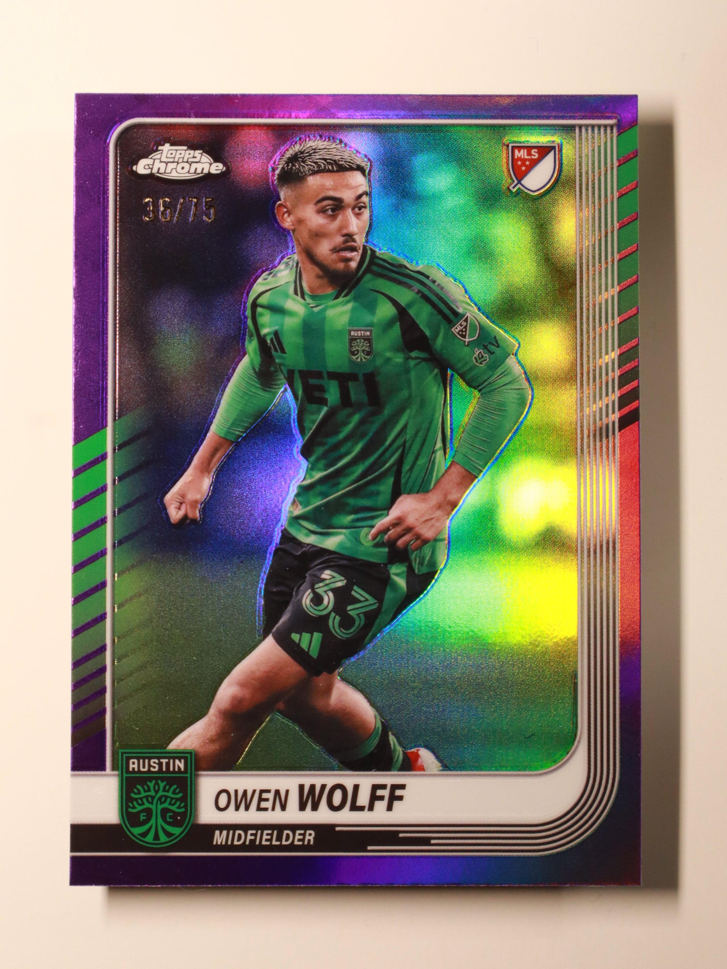 Owen Wolff - 2025 Topps Chrome MLS – Purple /75 - Front